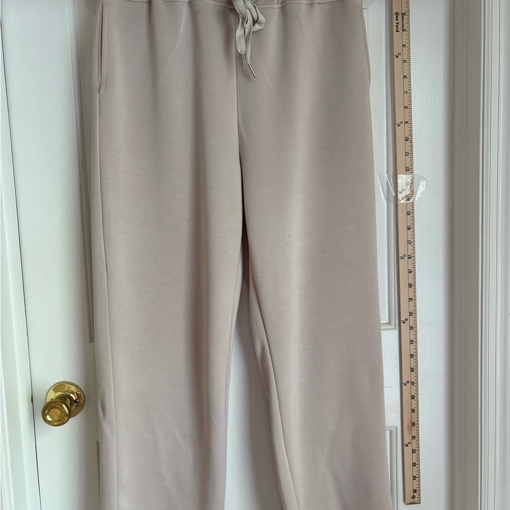 Beige Scuba-Like Lounge Pants with Drawstring-
